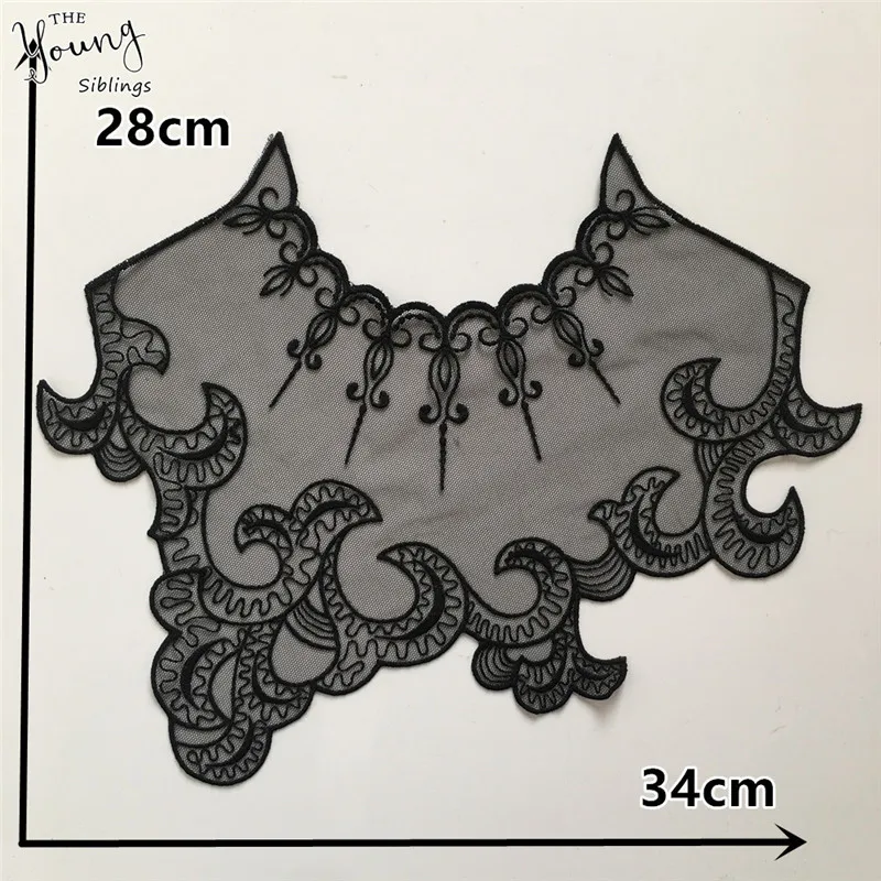 2PCS SALE Кружевной воротник шитье Кружева декольте изысканное платье швейная ткань вышивка DIY аппликация на одежду Черный - Цвет: 2PCS SALE
