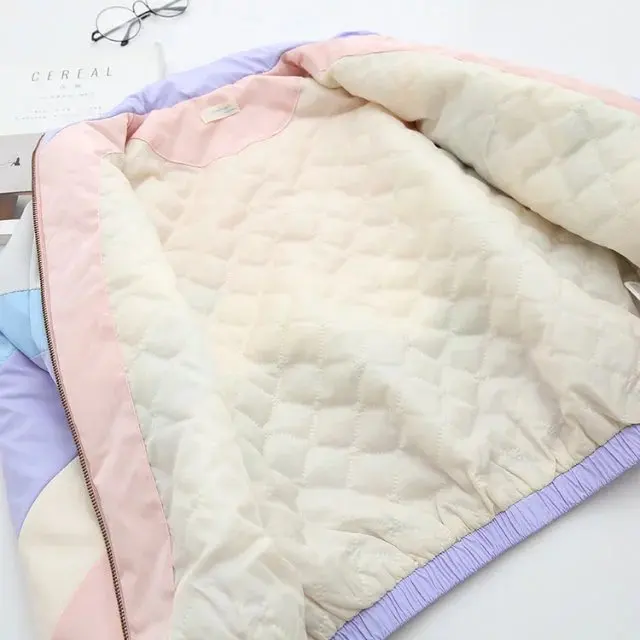 Merry Pretty Makaron цвет женские пальто лоскутное мультфильм вышивка утолщенная теплая зимняя куртка элегантный дизайн свободные женские пальто - Цвет: thick