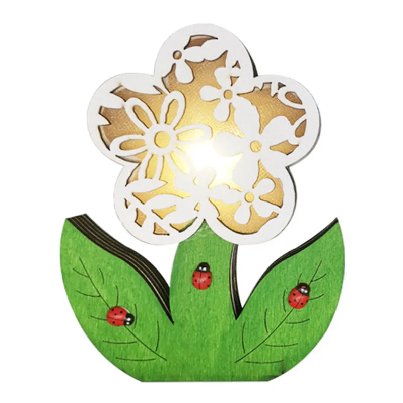

LED Flower Night Lights Modern Wooden Ornament Pendant Beautiful Cute Flower Decor For Home Living Room Bedroom Decoration