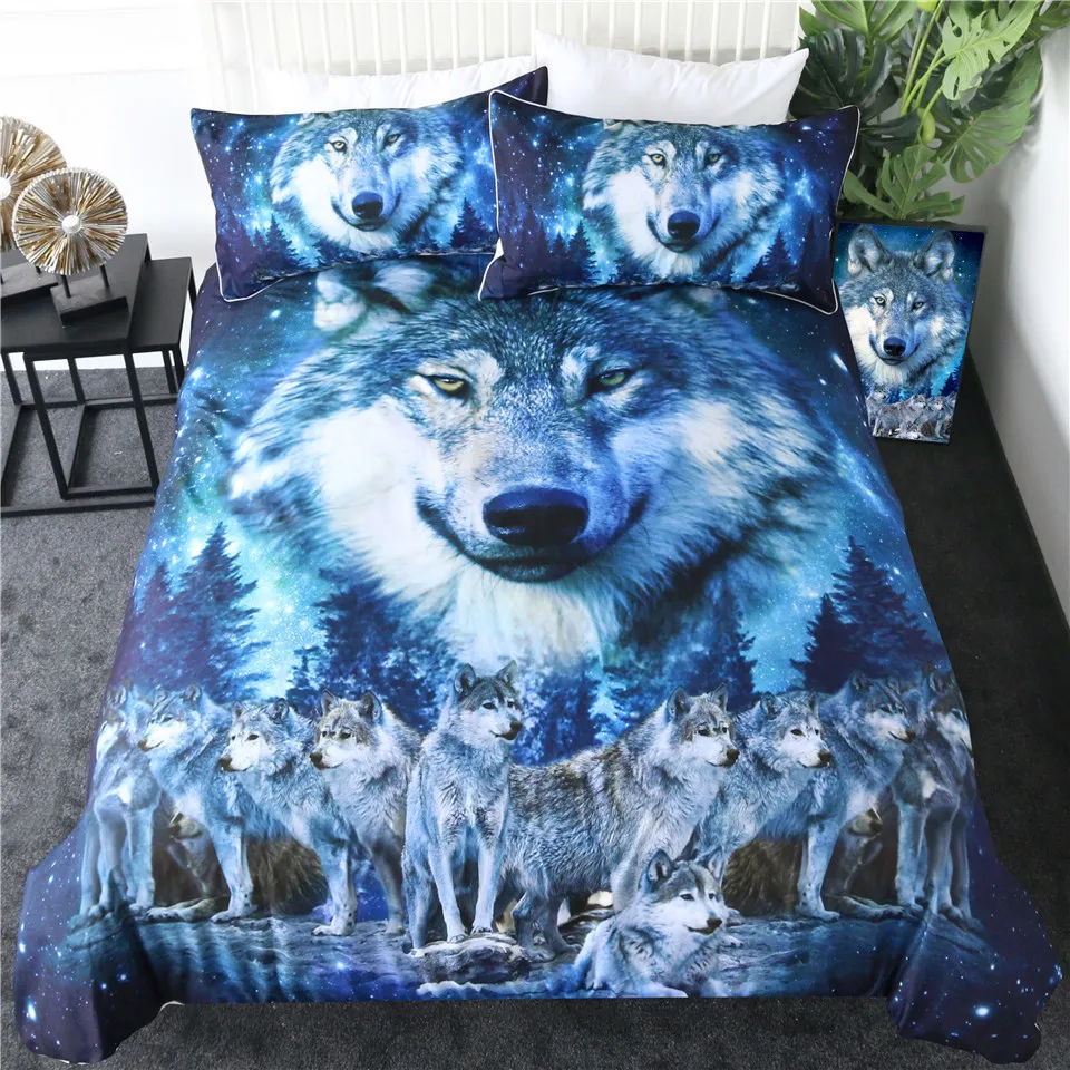 Постельные принадлежности Outlet Wolf Комплект постельного белья Galaxy Star пододеяльник Королева 3D печать одеяло с изображением животных покрывало ночное небо лес постельный комплект из 3 предметов