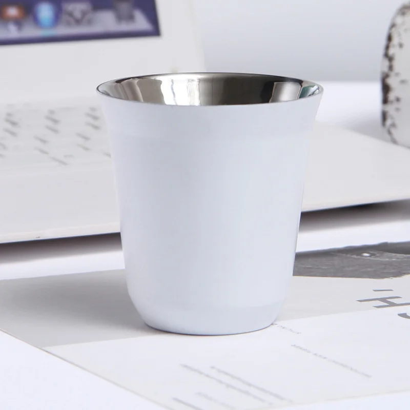 

Кружки для эспрессо, 80 мл, 160 мл, набор из 2 предметов, Набор чашек для эспрессо из нержавеющей стали, изолированные кружки для чая и кофе, круж...