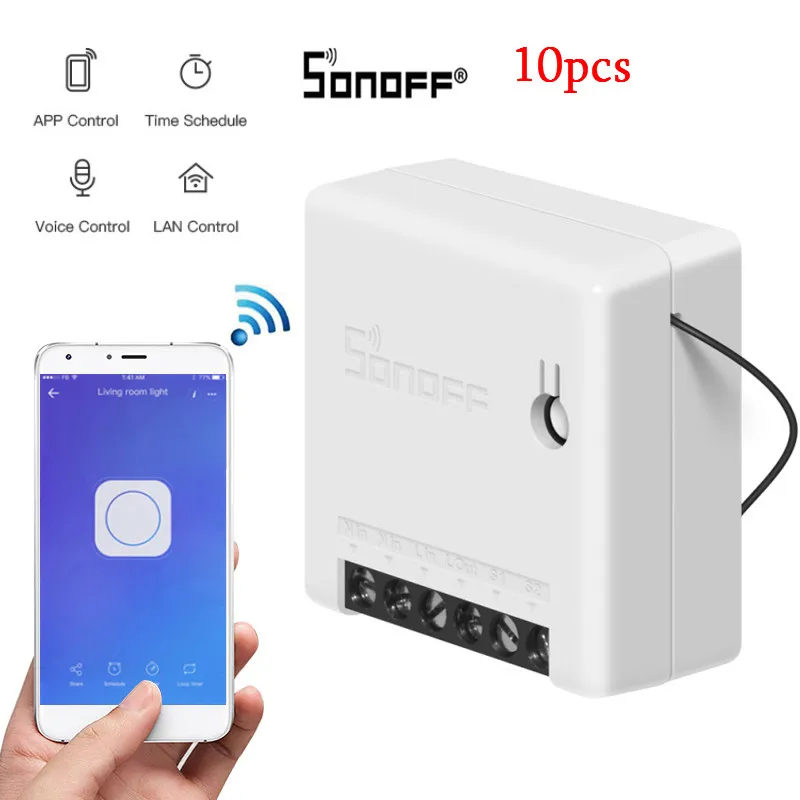 10pcs 10/5/4/Redmi 2/1 шт. Itead Sonoff Мини DIY умный переключатель умный дом пульт дистанционного управления Управление переключатель Wi-Fi Smart Панель работать с Alexa Google Home - Комплект: 10pcs