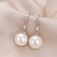 925 silver pearl earrings jewelry luxury cubic zirconia wedding party wear freshwater pearl gift classic fashion not allergic