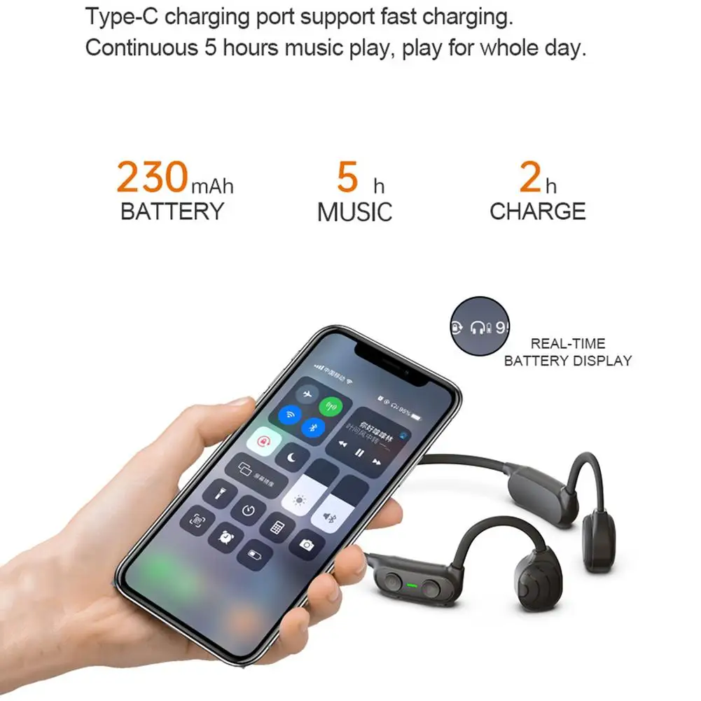 

Wireless earphones Sports Wireless Headset Ear-hook Air Bone Conduction Principle Stereo HIFI headphones with microphone