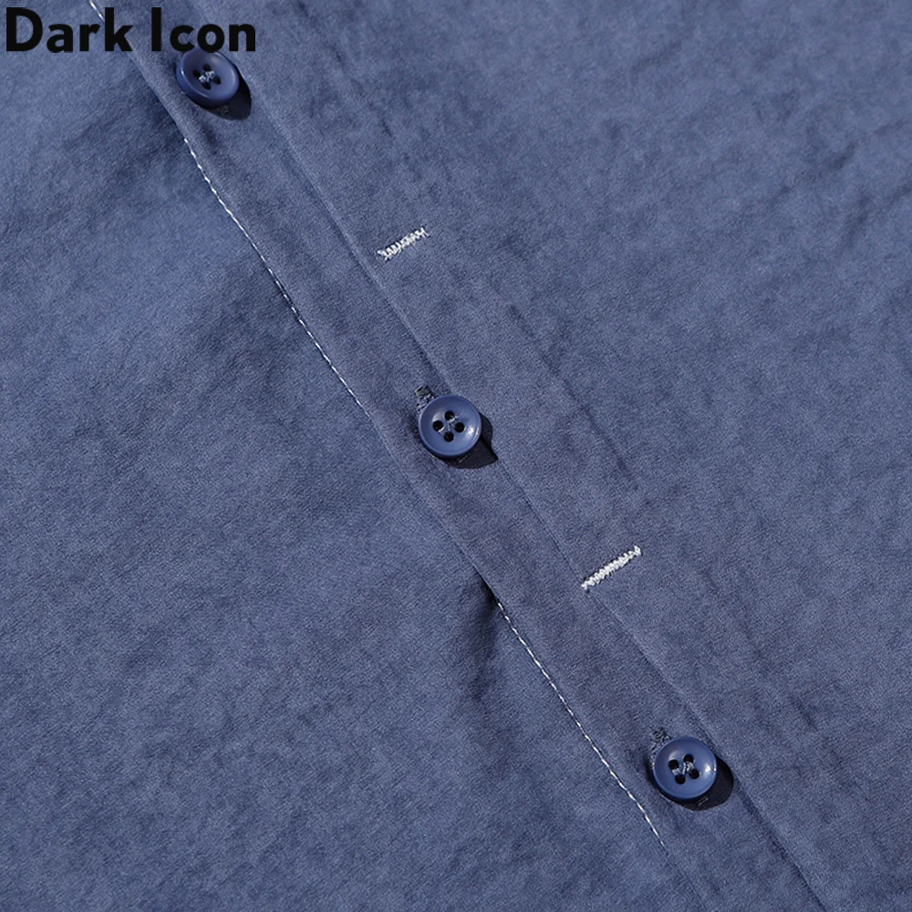 Рубашка мужская однотонная с отложным воротником и длинным рукавом | Мужская