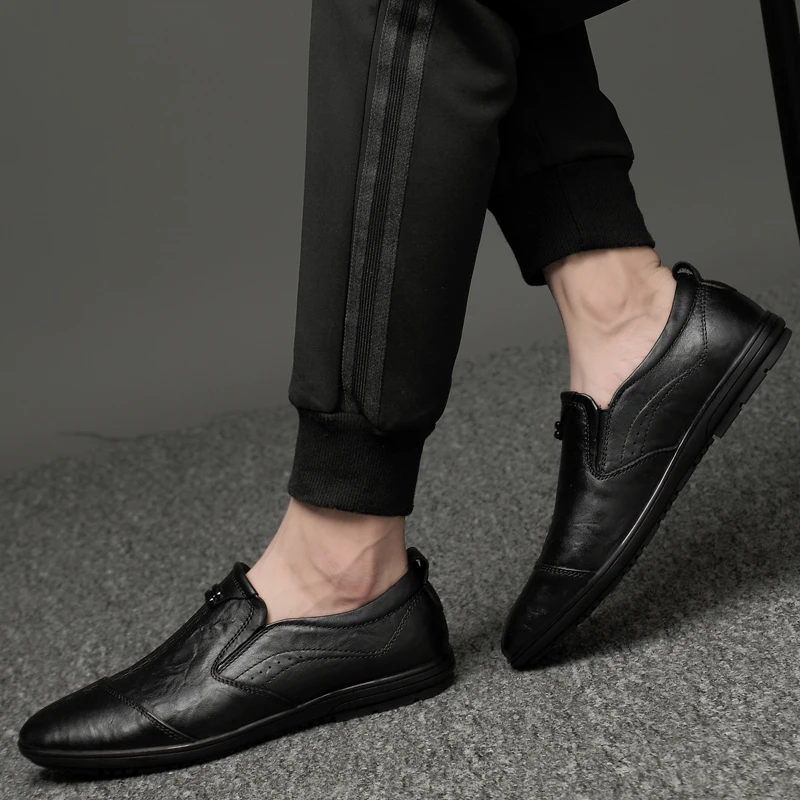 Italian Fashion Men's Casual Handmade genuine Leather Shoes slip on Business Dress Suit Men Shoe Zapatos Mujer Best Gifts a4 | Обувь