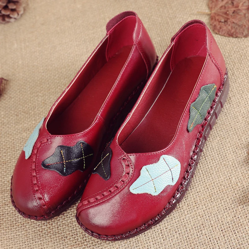 

Hot Sale Genuine Leather Women Shoes 2021 Spring Fashion Casual Flat Shoes Peas Non-Slip Outdoor Shoes Plus Size 35-42