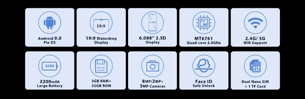 OUKITEL C15 Pro+ 3 ГБ 32 ГБ Android 9,0 MT6761 мобильный телефон экран капли воды смартфон 4G LTE 2,4G/5G WiFi отпечаток пальца Лицо ID