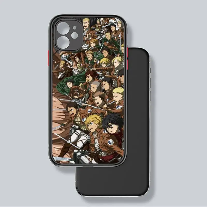 

Anime Japanese attack on Titan Phone Case Matte Transparent for iPhone 7 8 11 12 s mini pro X XS XR MAX Plus coque