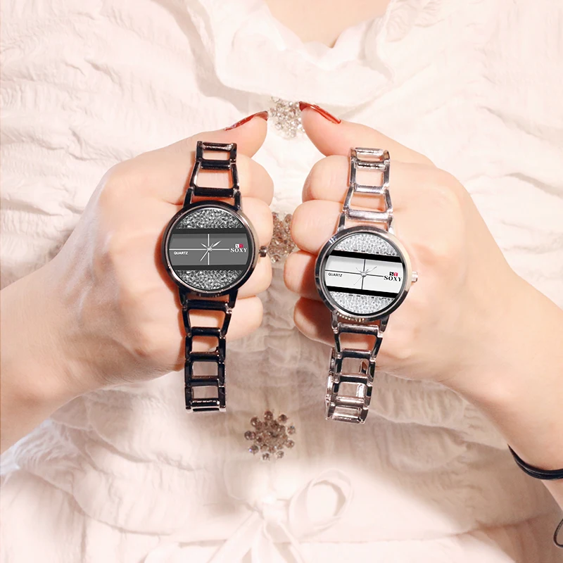 SOXY золотые часы для женщин роскошный модный браслет Кварцевые Женские