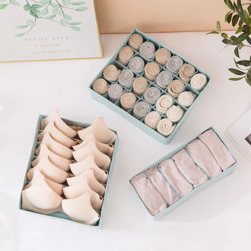 

3PCS/Set Non-woven Storage Boxes Underwear Clothes Organizer Drawer Closet Organizer For Folding Socks Shorts Bra