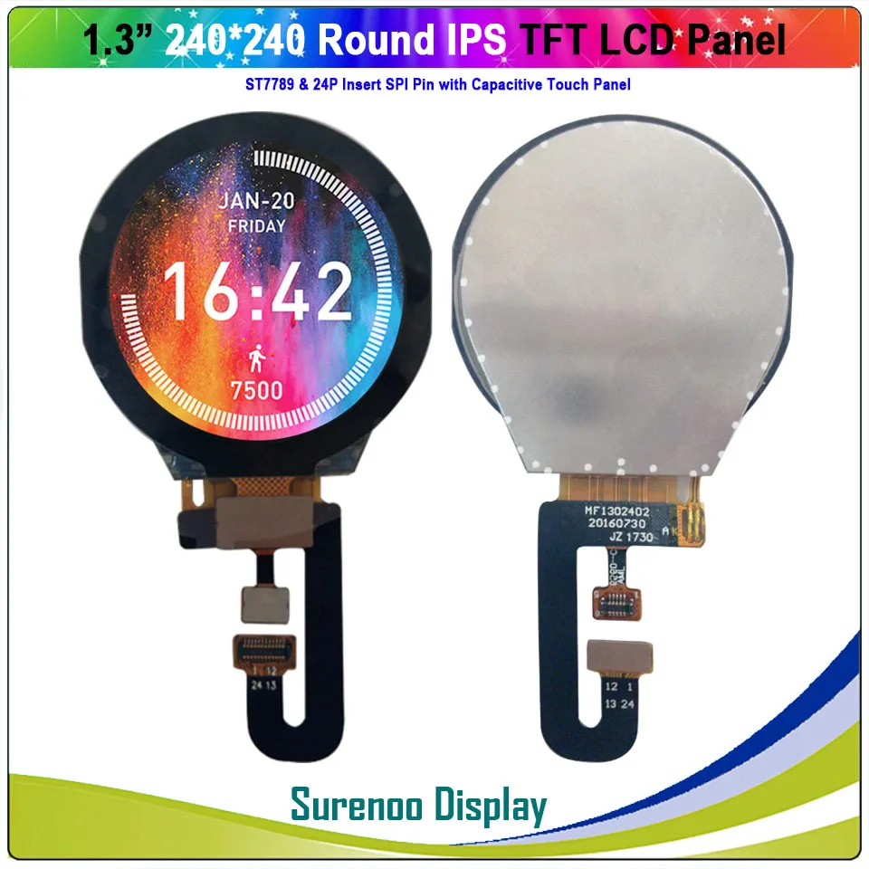 1,3 дюймовый Круглый круглый круговой 240X240 ips серийный ST7789V TFT ЖК-дисплей модуль экран с емкостной сенсорной панелью