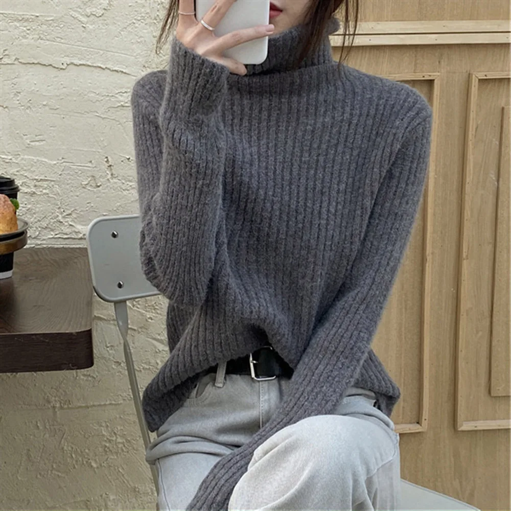 

2021 Autumn And Winter New Korean Fashion Turtleneck Women Thick Sweater Ladies Warm All-match Long-sleeved Pullovers Dames Trui