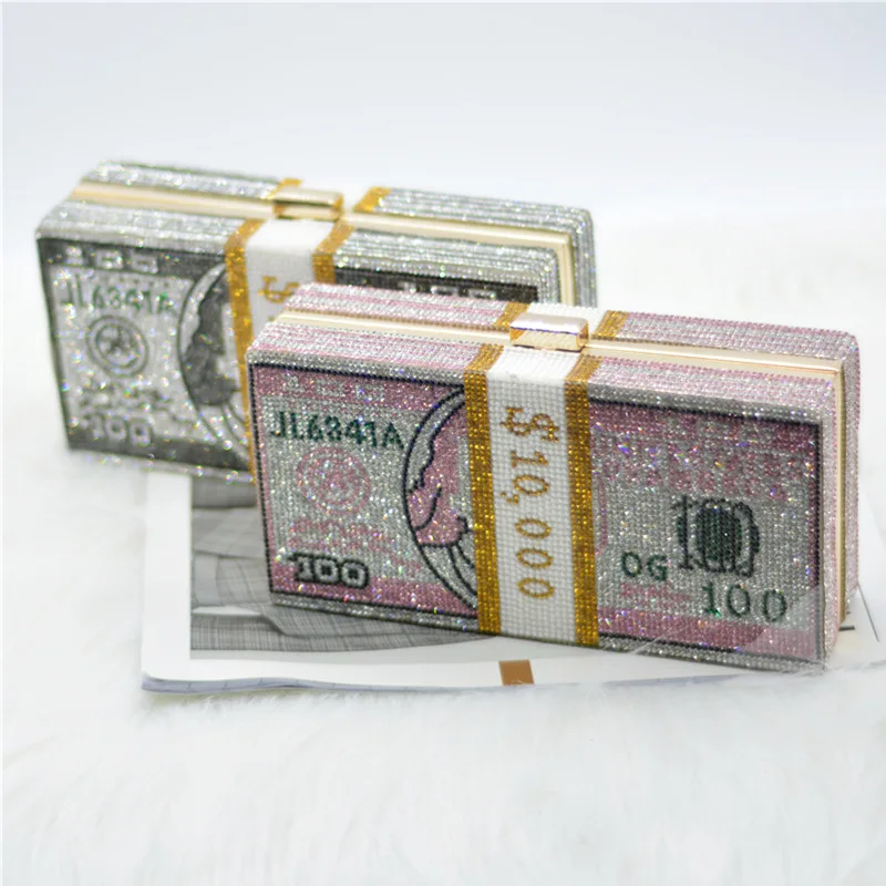 Chi belle 2020 горячая Распродажа bling 1000 доллар сумка для денег кристалл кошельков