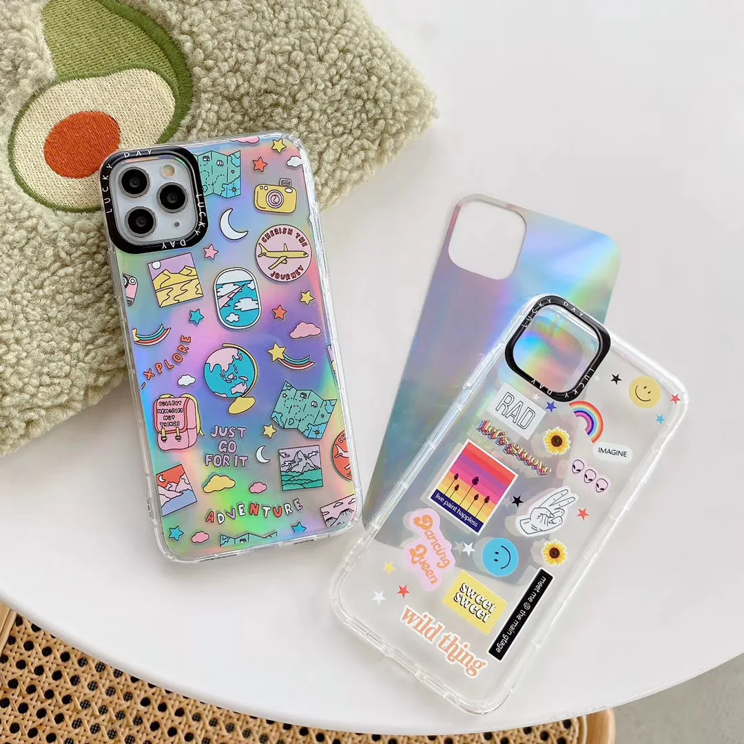 Модный милый Радужный телефонный чехол ins с лазерной картой для Apple iPhone 11 Pro X XS MAX SE