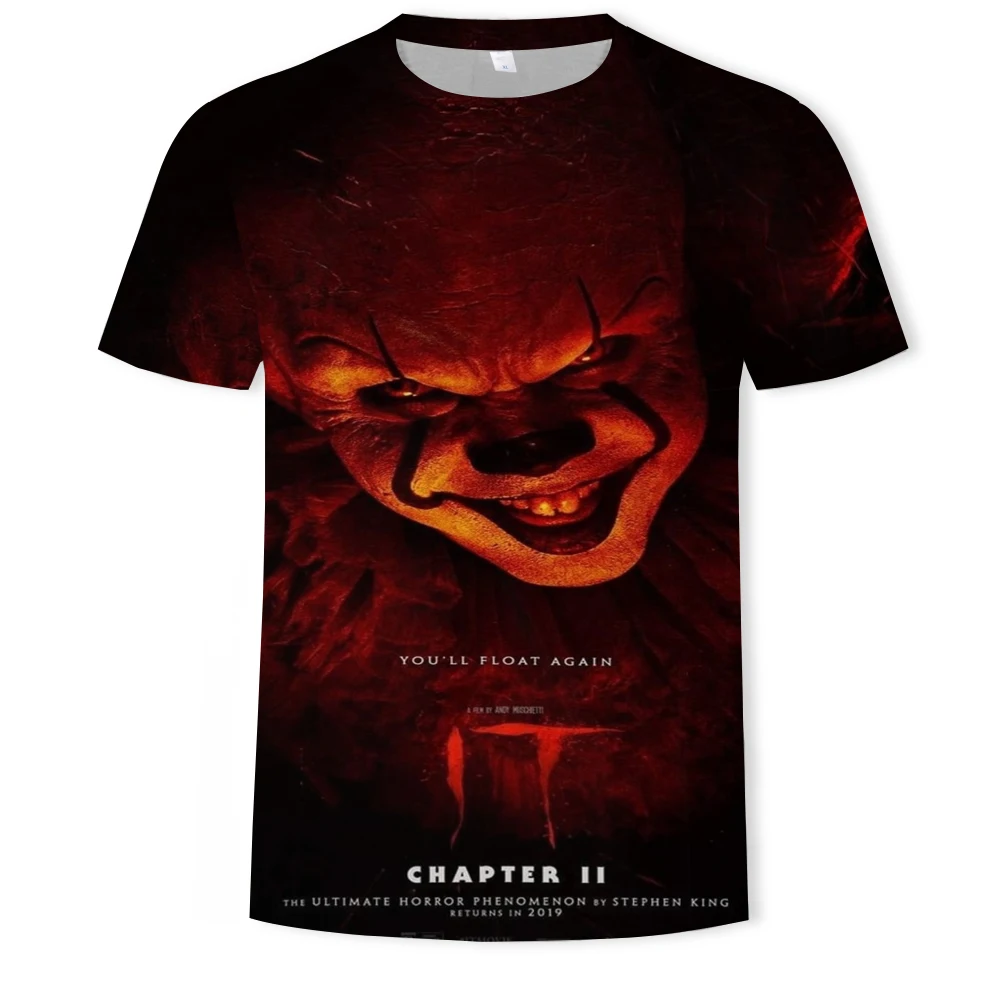 

Men's T-shirt horror male face breathable short-sleeved 3d printing film pattern printing T-shirt Harajuku round neck T-shirt