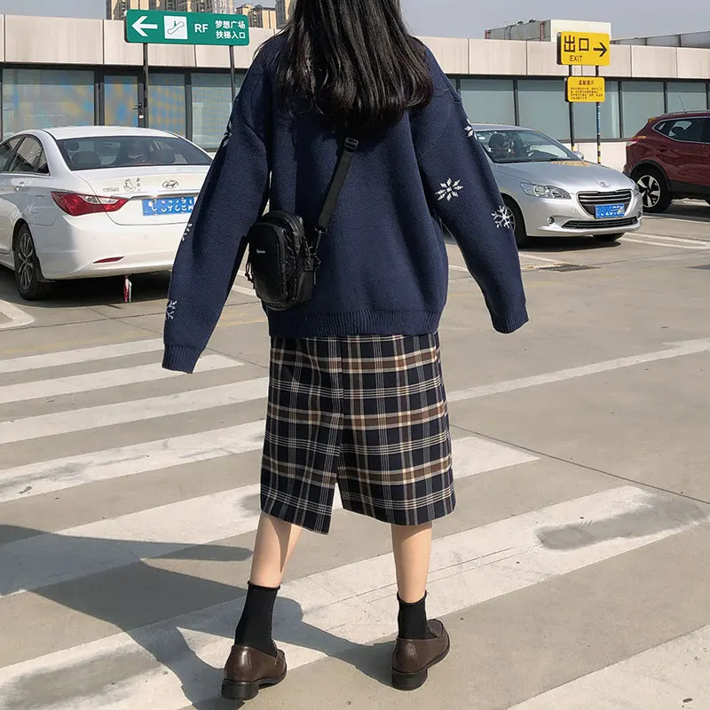 

New Winter Vintage Skirts Women Skirt 2020 Plaid a Line Skirt Female Harajuku Straight High Waist Long Skirts Mujer 1216