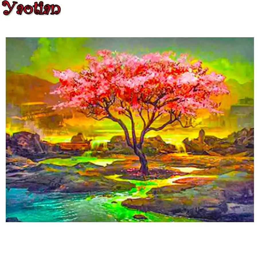 

Full Square Diamond 5D Diy Diamond Painting Tree Of Life 3D Embroidery Waterfall Landscape Cross Stitch Mosaic Home Decor