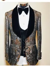 Costume de mariage en Jacquard pour homme, veste de Smoking, 3 pièces, Design italien, sur mesure, formel, soirée, 2020  (4)