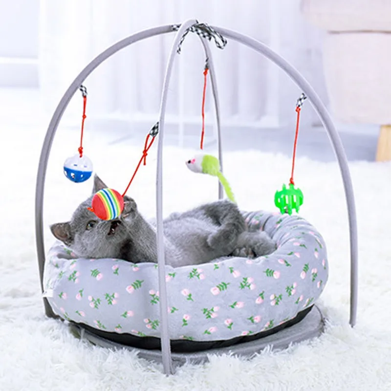 Pet Bed Cat Play Tent Toy Mobile Activity Playing Bed Cat Bed Pad Blanket House Pet Furniture House With Ball Outdoor