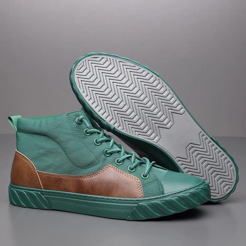 

2021 Spring New Men's Mixed Color Vulcanized Shoes Youth Trend High Top Casual Loafers Breathable Wearable Canvas Shoes M20226