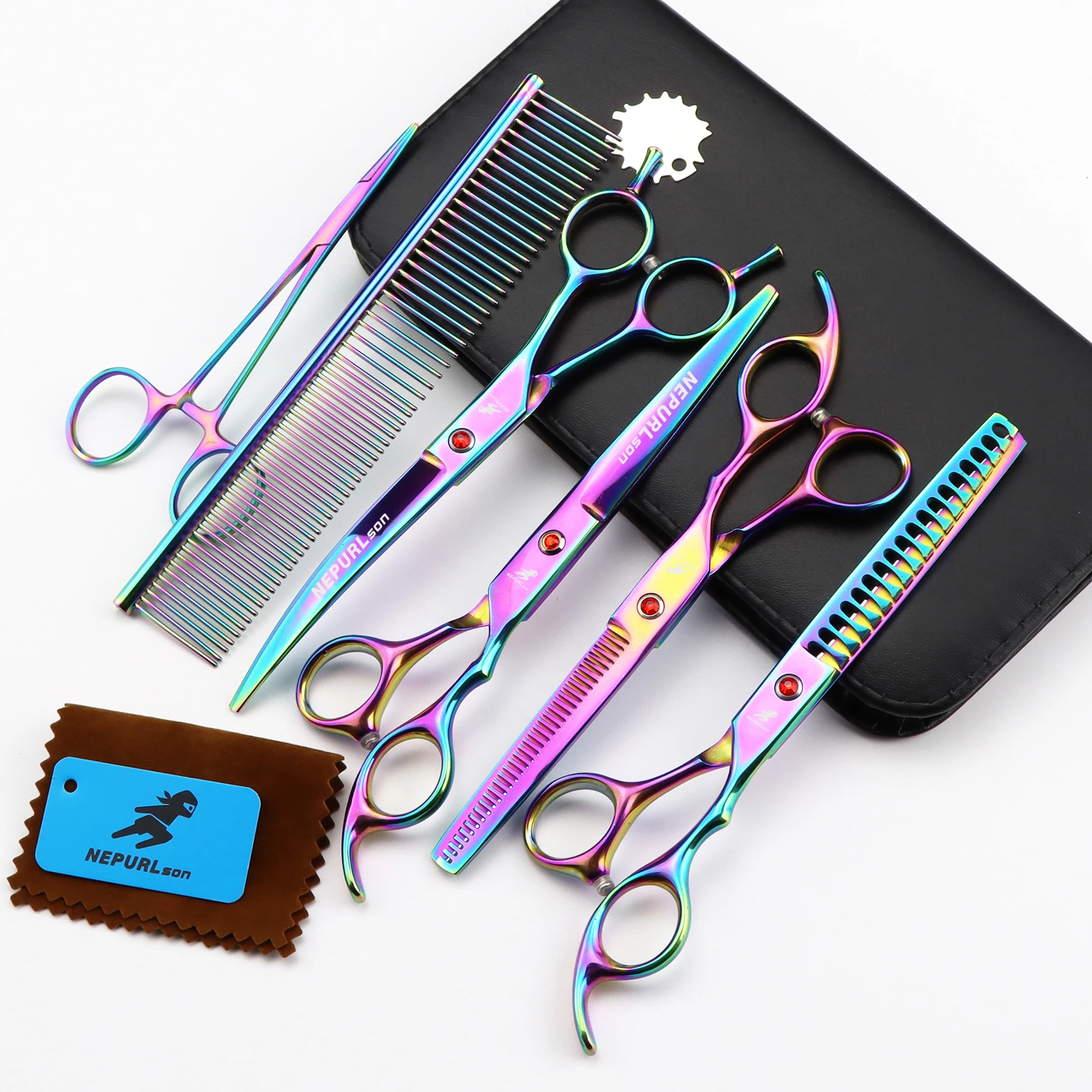 7 &quotпрофессиональный комплект для ухода за шерстью домашних животных прямые и