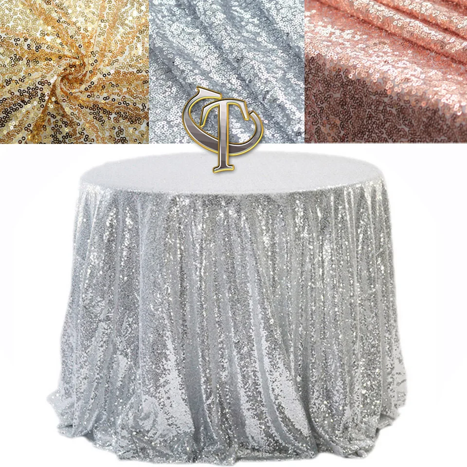 Скатерть серебряная круглая с блестками блестящая скатерть золотого и розового цвета для свадебного