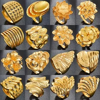 30 styles new fashion luxury charm ring gold color flowers wedding finger rings for women party jewelry