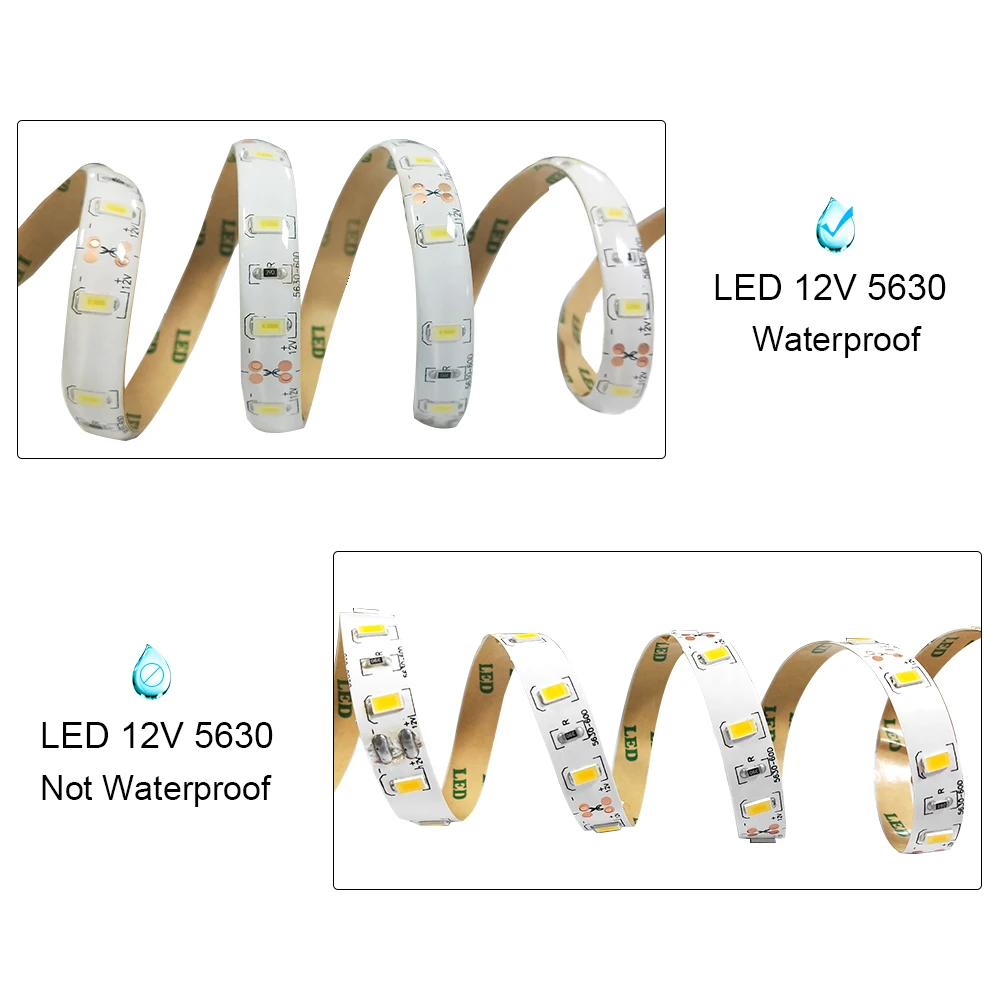 1/2/3/4/5M IP65 Водонепроницаемый/без Светодиодные ленты светильник 5630 SMD DC12V 60 Светодиодный s/M 5730 бар гибкий светильник ярче, чем 3528 5050 светодиодный лента