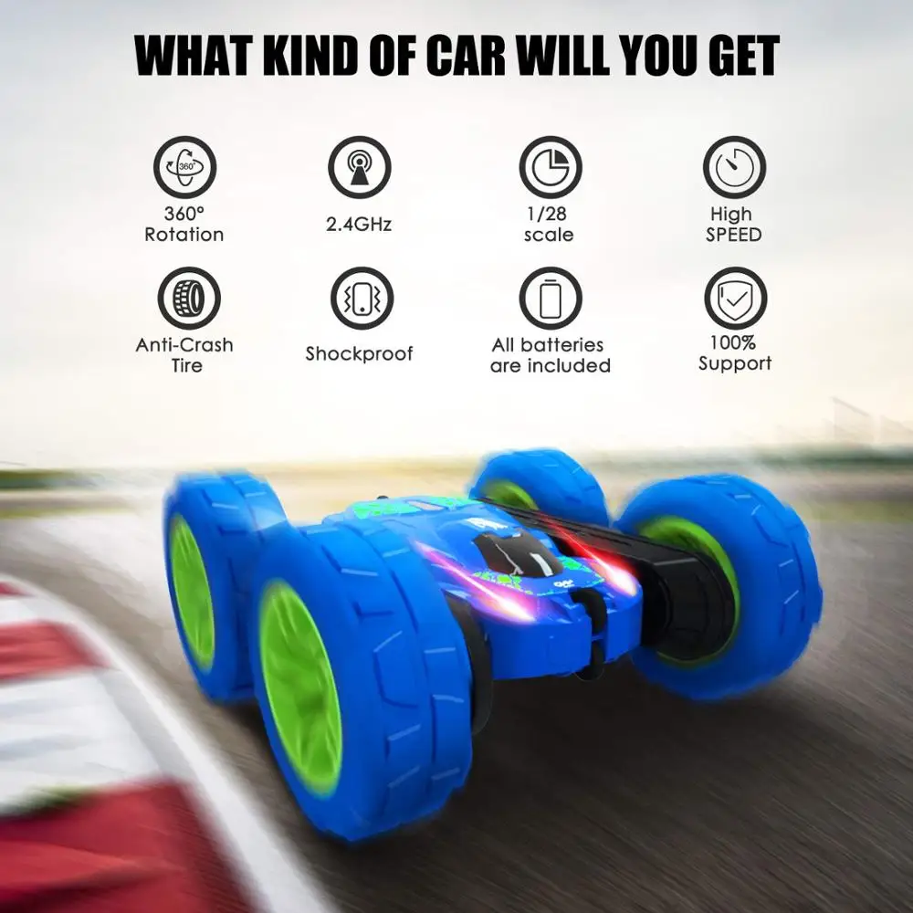 1/28 RC Stunt Car 2 4 Ghz высокоскоростное Сверкающее гусеничное транспортное средство с
