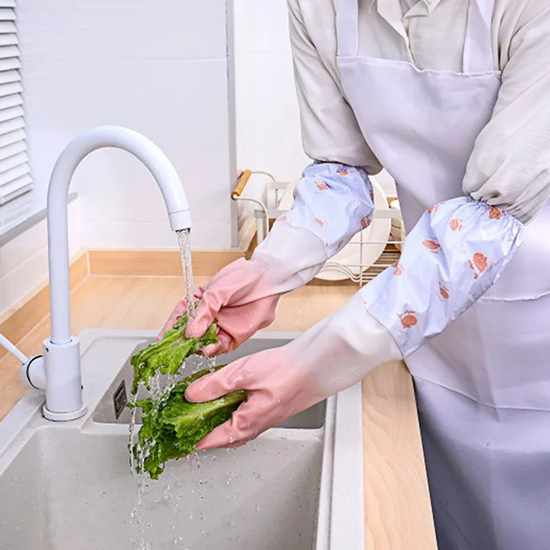 

2PCS Dishwashing Gloves Kitchen Household Cleaning Tool Silicone Glove Magic Housework Gloves Waterproof Velvet Gloves