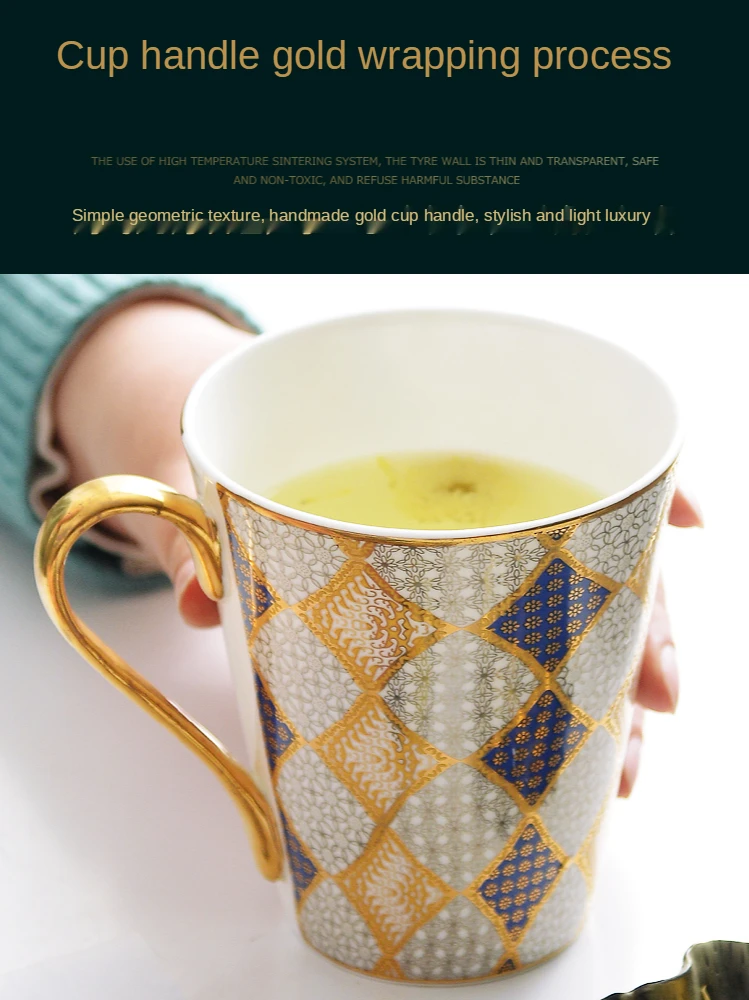 Кружка из костяного фарфора большая стеклянная керамическая чашка с рисунком