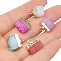 2pcs natural stone charm green orange pink white pendant diy for necklace earring jewelry making women gift size 12x14mm