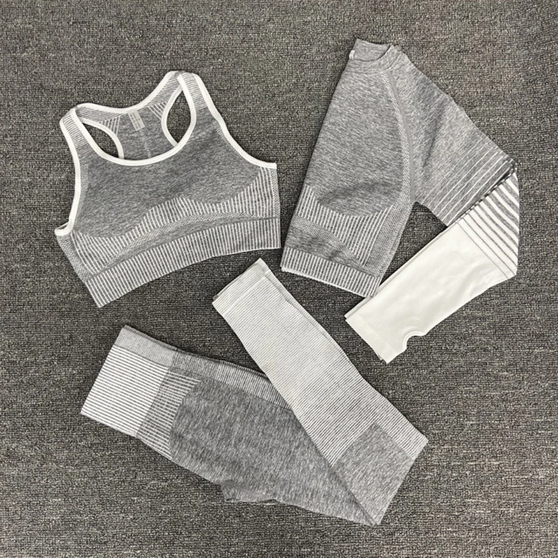 

2/3/5PCS Yoga Set Workout Seamless Women Sportswear Gym Clothing Sports Suits Fitness Short Sleeve Crop Top High Waist Leggings