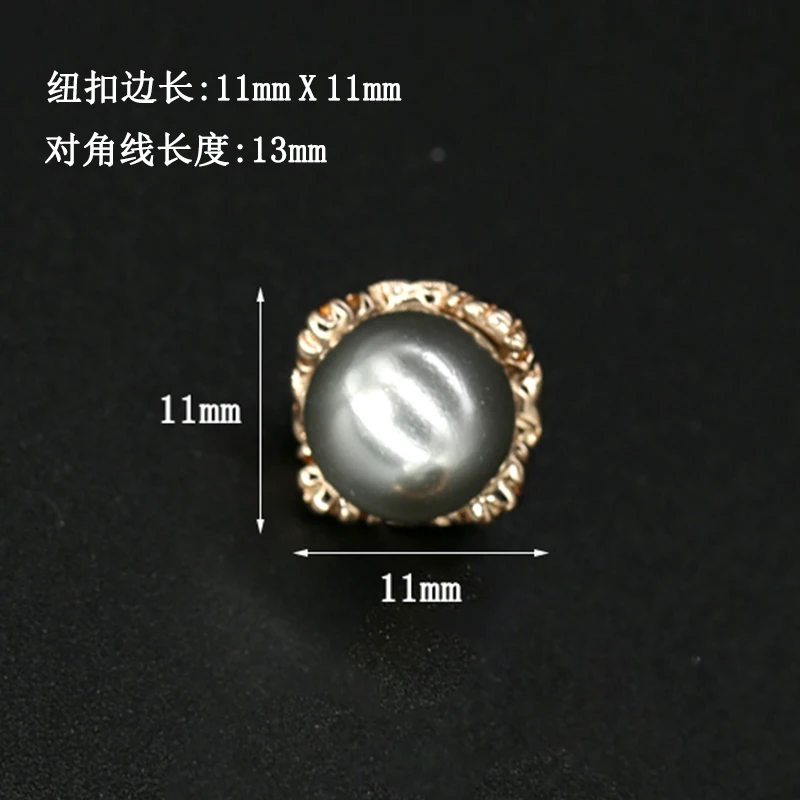 

6pcs 11mm Dress Shirt Buttons Flower Pearl Decorative Button for Clothing Craft Needlework DIY Gold Metal Botones