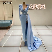 lorie sparkly glitter mermaid prom dresses v neck pleat dubai robe de soiree arabic evening dress women party gowns vestidos
