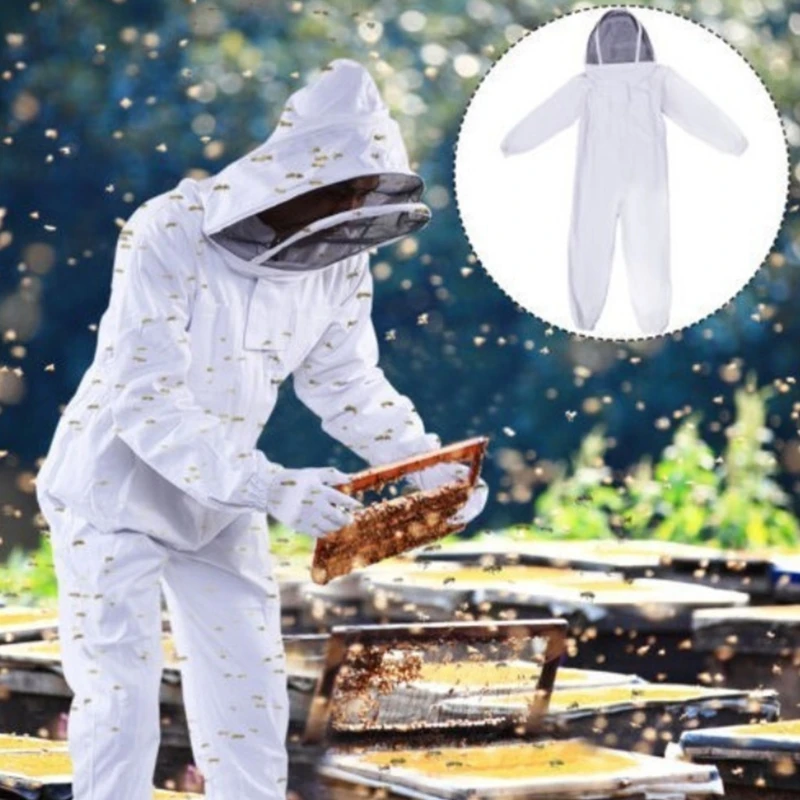 

Full Body Beekeeping Clothing Professional Apiarist Beekeepers Protection Suit Jacket Outfit with Fencing Veil Hood Hat