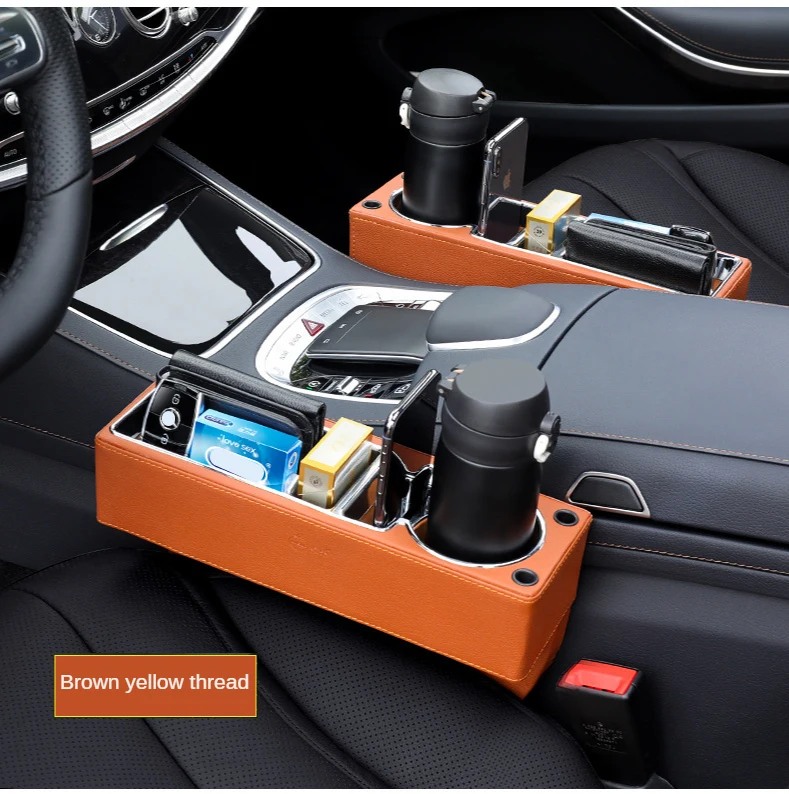 car dual usb charger seat gap slit box phone bottle cups holder box pu leather car seat gap separate storage box car accessories free global shipping