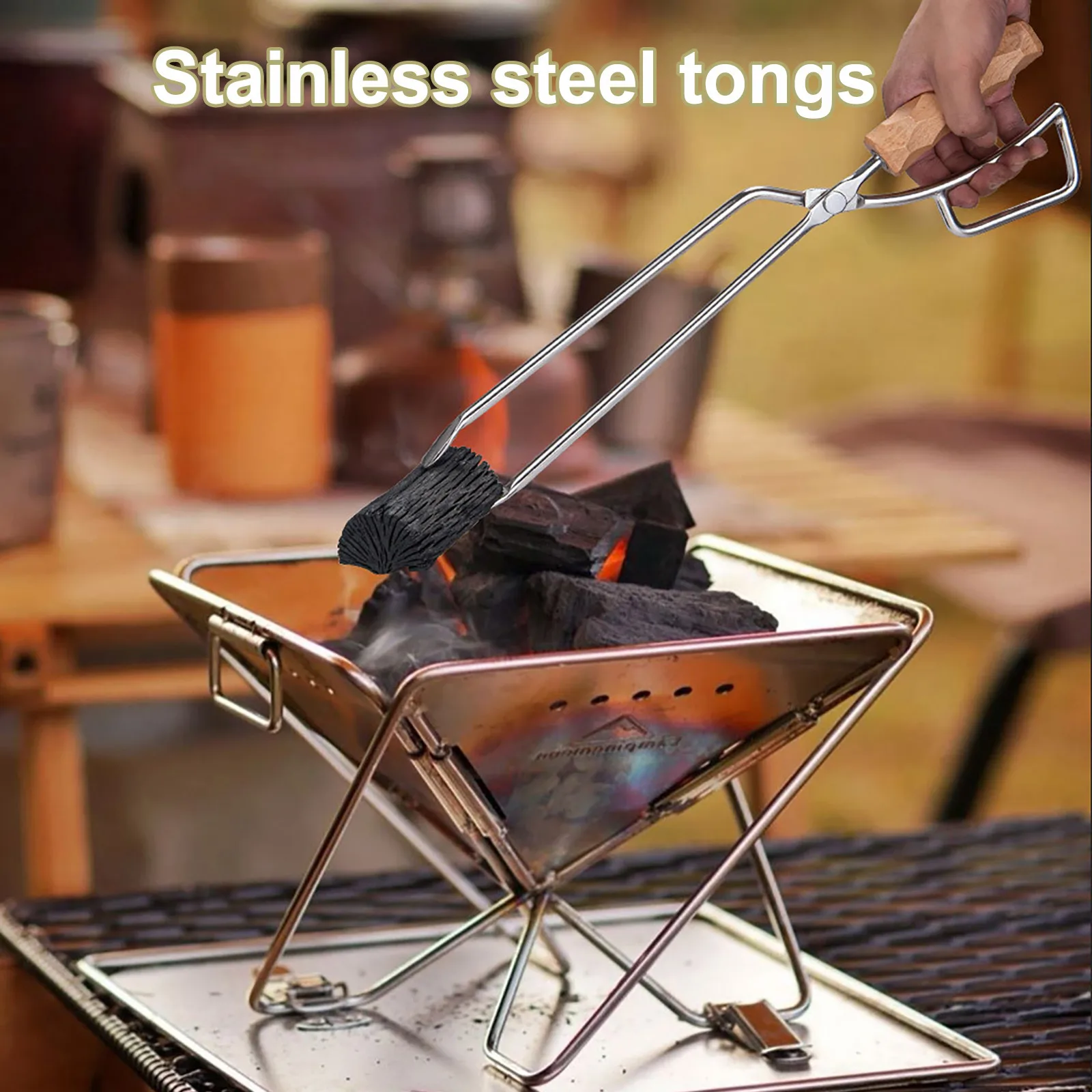 

Charcoal Scissors Firewood Scissors Barbecue Tools Outdoor Charcoal Fire Tongs Stainless Steel Fire Tongs Clip BBQ Tools