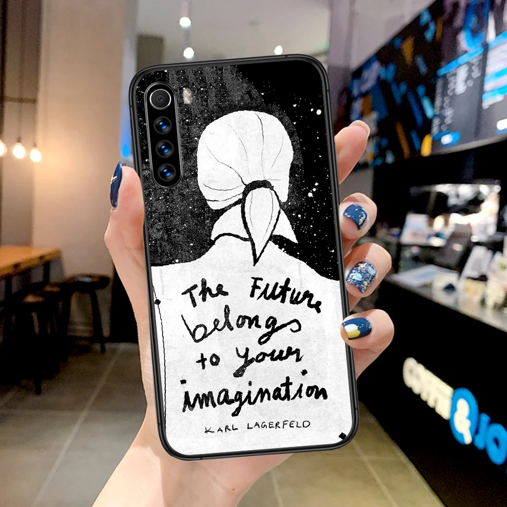 

Fashion KARLLs Brand Phone Case For Xiaomi Redmi Note 7 8 8T 9 9S 4X 7 7A 9A K30 Pro Ultra black Coque 3D Hoesjes Tpu Shell