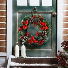 Изысканная Рождественская гирлянда, украшение для двери, подвеска для дома и улицы, украшение для елки, камина, окон
