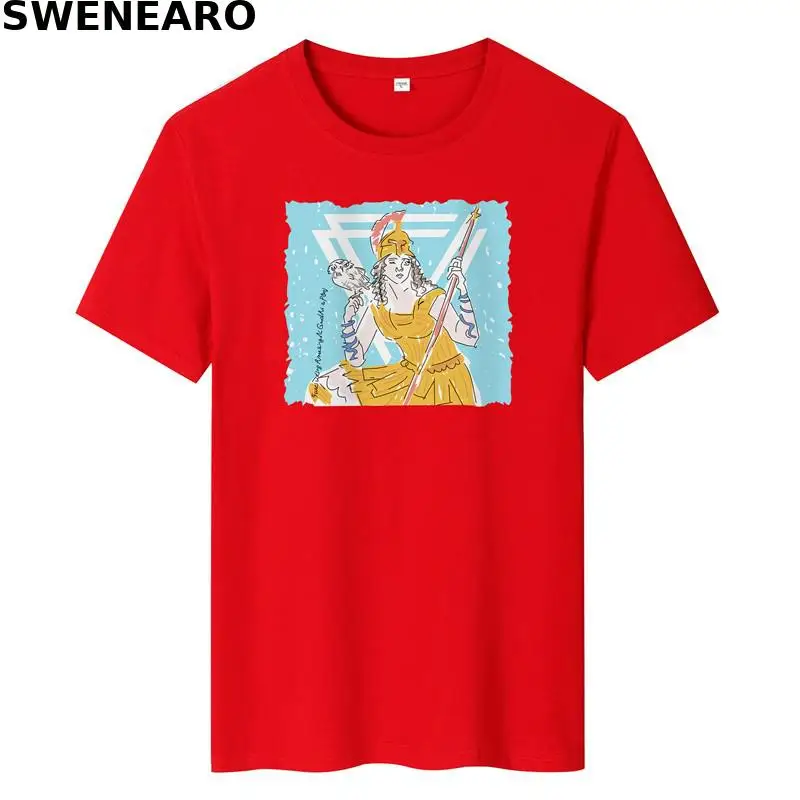 

SWENEARO new summer T-shirt men's 100% pure cotton goddess print T-shirt men's casual O-neck short-sleeved brand T-shirt