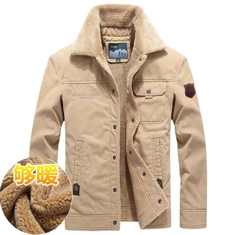 Мужская куртка-бомбер из хлопка и флиса зимняя теплая ветровка с меховым