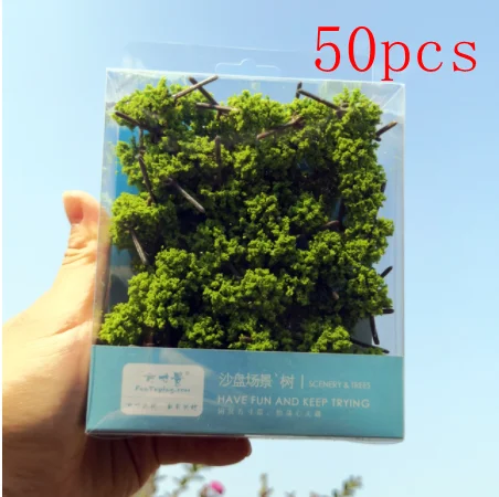 

50 шт. пластиковых миниатюрных деревьев FunTrying 40 мм 1/87 1/150