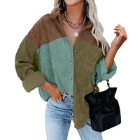 autumn 2021 women patchwork shirt casual streetwear vintage women clothes long sleeve blouse tops fashion office ladies shirts