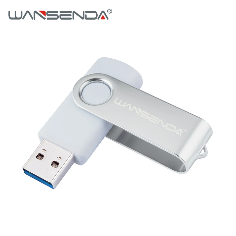 Белый WANSENDA USB флеш-накопитель, Вращающаяся ручка, 32 ГБ, 64 ГБ, Usb флешка 3,0, 16 ГБ, 128 ГБ, 256 ГБ, флешка, флеш-карта памяти для планшетных ПК - Цвет: Белый