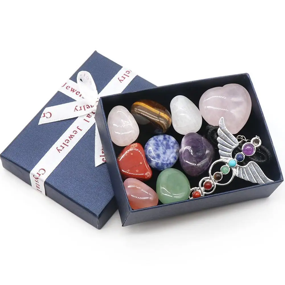 

Crystal Set Box Valentine's Day Present Natural Stone Gemstone Chakras Healing Quartz Mineral Ornament Home Craft High Quality