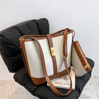 two tones 2 pcsset canvas bucket shoulder crossbody bags for women famous brand high quality capacity coin purses and handbags