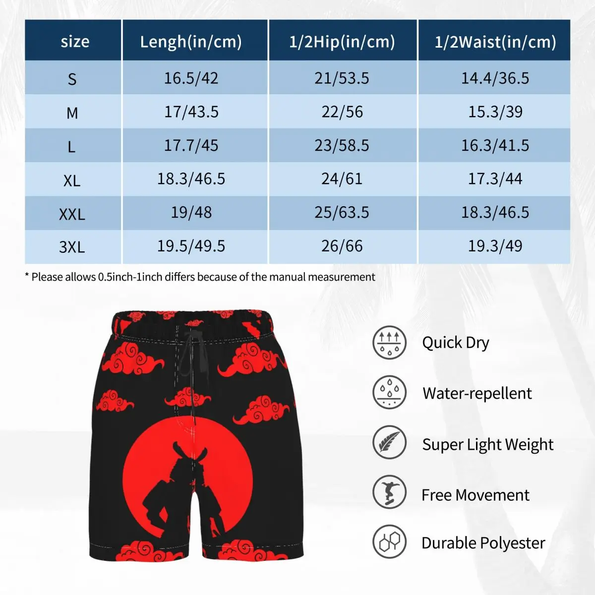 

Men's Causal Anime Akatsuki Japanese Samurai Design (Dark Edition) Lightweight Breathable Novelty Weebs Sports Hawaii Pants