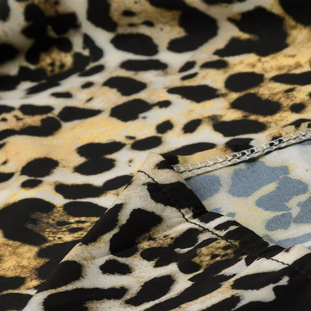 

S-5XL Plus size dress Women's Ladies Loose Leopard Print Half Sleeve Mini Dress Summer Dress shirt dress Casual looking thin F4